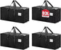 BETU 4 Pack Moving Bags Moving Storage College Dorm Camping Packing Travel PE Heavy Duty, Sturdy Handle, Zipper Large Storage Tote Bag Moving Boxes Box Alternative - Black 29L x 14W x 13H