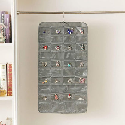 seven wolves Hanging Jewelry Organizer Holder, Storage Bag for Earrings Necklace Bracelet Ring Accessory Display Holder Bag, Grey