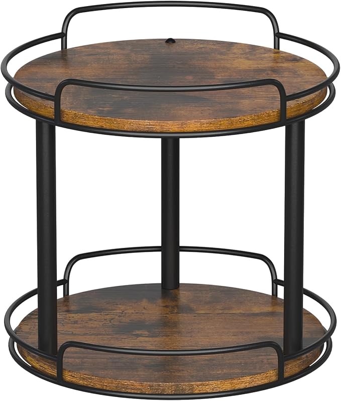 LAMU 10'' Wood Lazy Susan Turntable Organizer for Cabinet, 2 Tier Lazy Susan Spice Rack Organizer for Kitchen, Table Top, Countertop, Pantry, Medicine Organizer