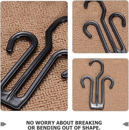 BESPORTBLE 25pcs Black Double-sided Thickened Plastic Shoe Hanger Hooks for Bike Shoes and Slippers, Multipurpose Hanging Drying Rack Organizer for Home and Indoor Storage