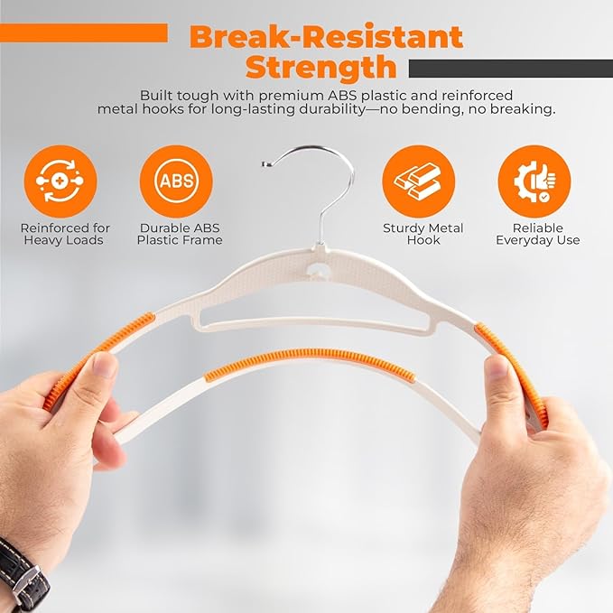 Plastic Hangers 100 Pack, Cascading Slim Space Saving Clothing Hangers with 360° Rotating Hook, Non Slip Clothes Hangers for Sweater Shirt, Heavy Duty Coat Hanger with Inner Hook for Closet, White
