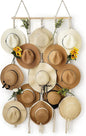Macrame Hat Rack for Wall 31x66 in Hat Organizer with 15 Clips Hanging Hat Hanger Holder for Women Wide Brimmed Hat Storage for Fedora Boho Decorative Display