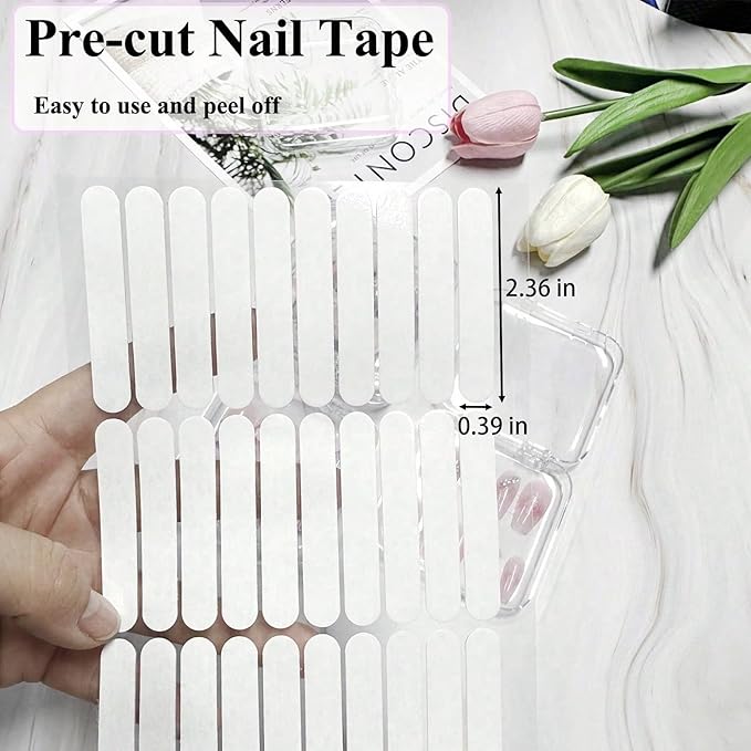 12pcs Press on Nail Storage Box with 60 Pcs Adhesive Double Sided Tape Clear Acrylic Nail Display Box Artificial False Nail Box Organizer Fake Nail Case Transparent Nail Packaging Boxes for Nail Salon