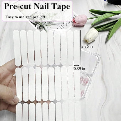 12pcs Press on Nail Storage Box with 60 Pcs Adhesive Double Sided Tape Clear Acrylic Nail Display Box Artificial False Nail Box Organizer Fake Nail Case Transparent Nail Packaging Boxes for Nail Salon