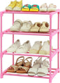 HITHIM 4-Tier Free Standing Shoe Racks for 6-8 Pairs Shoe Storage,Kids Shoe Racks for Small Place,Lightweight Stackable Shoe Shelf Organizer for Entryway, Doorway and Closet,Pink