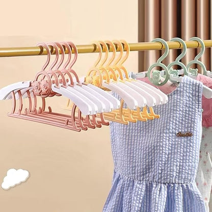 HGYZE Baby Hangers for Closet, Non-Slip 11"-14" Adjustable Infant Clothes Hanger for Nursery, 0-18yrs Plastic Kid Hanger Clothing Organizer, Children Pink Plastic Rack for Newborn Toddler Coat, 20pcs