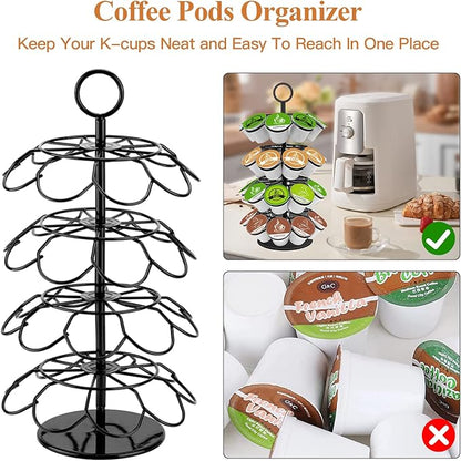 KIMIUP Coffee Pod Holder, K Cup Organizer Compatible with K-Cups(36 Pods), Kitchen Detachable Coffee Pod Organizer for Countertop, Spins 360-Degrees