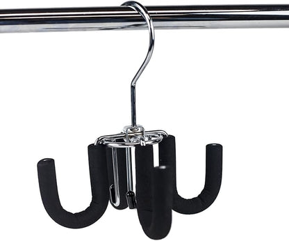 Huji 4 Hooks Swivel Belt Hanger Tie Scarves Necklace Purse Rack Clothes Organizer Closet Storage (1, Black Swivel Belt Hanger)