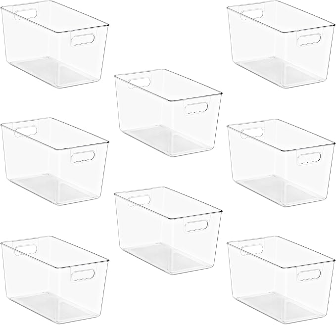 Sorbus Clear Storage Bins with Lids, 8 Pack X-Large Organization Bins with Handles – Clear Stackable Storage Containers for Storage, Pantry, Fridge, Cabinet, Closet & Kitchen Organization – BPA-Free