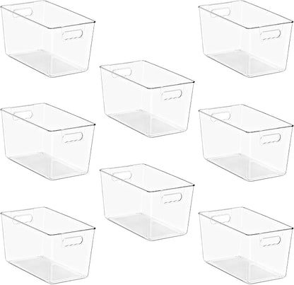 Sorbus Clear Storage Bins with Lids, 8 Pack X-Large Organization Bins with Handles – Clear Stackable Storage Containers for Storage, Pantry, Fridge, Cabinet, Closet & Kitchen Organization – BPA-Free