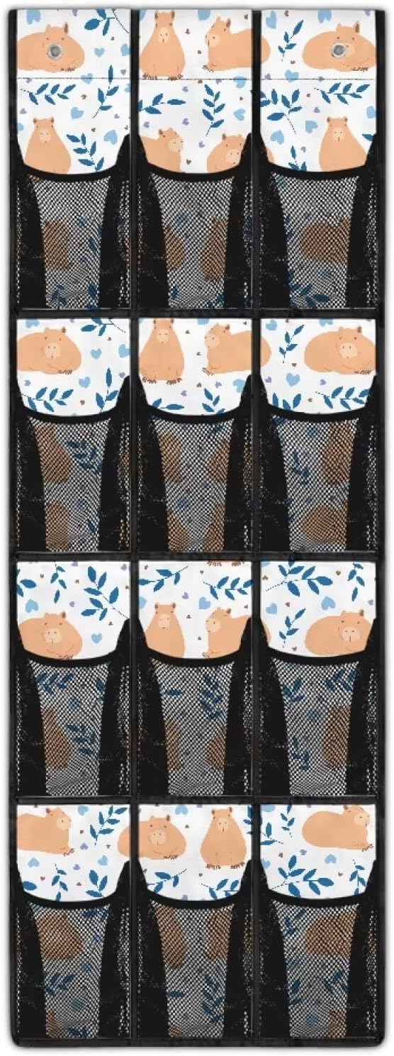 White Capibala Door Hanging Shoe Organizer for Bedroom Large Pockets Over The Door Shoe Organizer for Dorm Room Essentials,Large Capacity Multi-Funtion Storage Bag