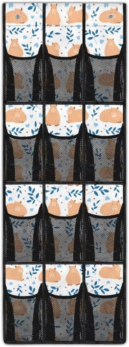 White Capibala Door Hanging Shoe Organizer for Bedroom Large Pockets Over The Door Shoe Organizer for Dorm Room Essentials,Large Capacity Multi-Funtion Storage Bag