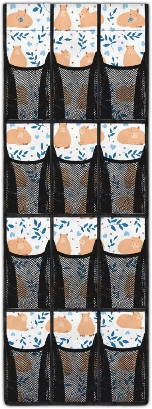 White Capibala Door Hanging Shoe Organizer for Bedroom Large Pockets Over The Door Shoe Organizer for Dorm Room Essentials,Large Capacity Multi-Funtion Storage Bag