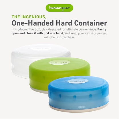 humangear GoTubb – Storage Containers for Snacks, Small Essentials and Travel Gear, Made from Food-Safe Materials, Clear/Green/Blue, Medium (3-pack)