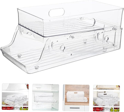 PRETYZOOM Double Layer Lift Drink Rack Refrigerator Organizer Can Holder for Fridge