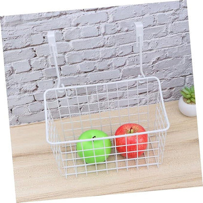 Over Door Hanging Storage Rack White Organizer for Kitchen Bathroom and Office Space Saving Basket for Cabinets Easy to Install Ventilated Design