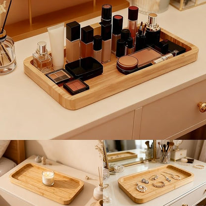 Bamboo Vanity Bathroom Tray for Counter, Bamboo Tray for Bathroom, Toilet Tank, Perfume 11.8L x 5.9W x 0.8H inch (Bamboo)