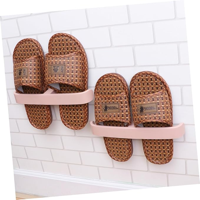 5 Pack Sticky Wall Mount Shoes Rack Slippers Organizer Door Shoe Hangers Elastic Plastic Wall Mounted Storage Pink