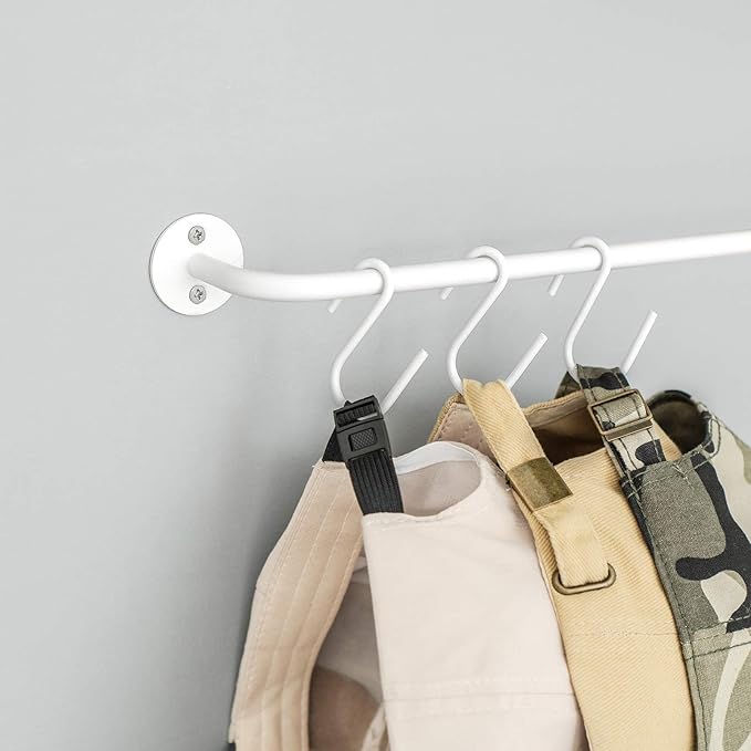 Mkono Hat Rack for Wall Baseball Cap Organizer Hanger with 20 Hooks Modern Metal Hat Holder Wall-Mounted Caps Display for Closet Door Bedroom Entryroom Laundry, Set of 2, White