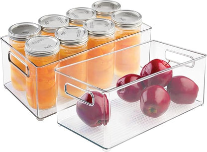 mDesign Deep Plastic Kitchen Storage Organizer Container Bin for Pantry, Cabinet, Cupboard, Shelves, Fridge, or Freezer - Holds Dry Goods, Sauces, Condiments, Drinks, 2 Pack, Clear