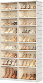 Redlife 9 Tier 36 Pairs Foldable Shoe Rack Organizer, Clear Portable Plastic Shoes Rack, Collapsible Shoes Storage Box with Lids Door, Large Tall Shoe Cabinet for Closet