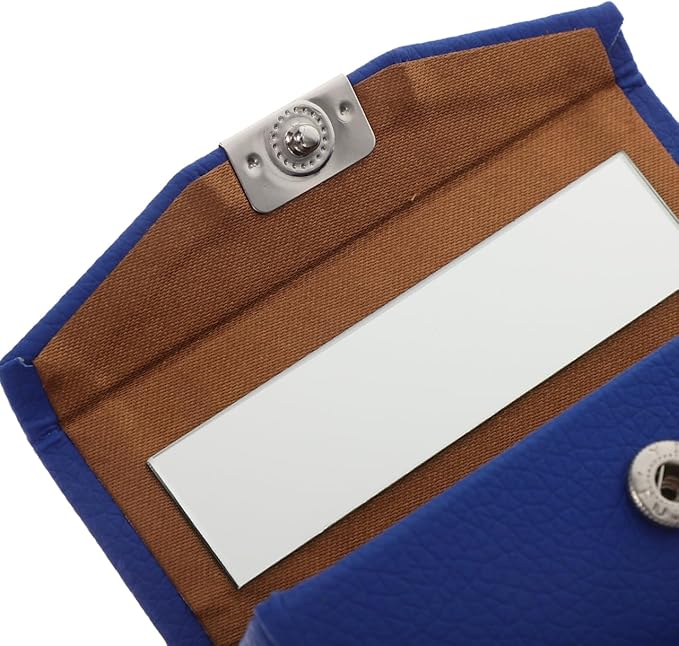 Beavorty Womens Wallet PU Leather Lipstick Case with Mirror Lipstick Holder Portable Organizer Travel Cosmetic Containers for Gloss Blue Womens Wallets