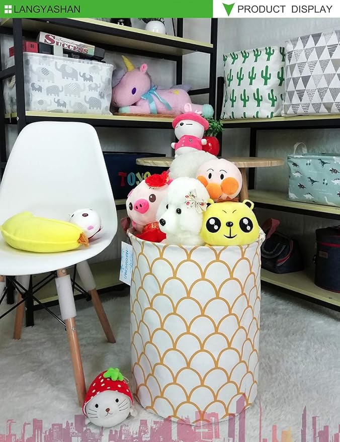 Laundry Basket Canvas Fabric Collapsible Organizer Basket for Storage Bin Toy Bins Gift Baskets Bedroom Clothes Children Nursery Hamper (gold egg)