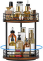 2-Tier Rotating Bathroom Countertop Organizer, Wooden Makeup Vanity Storage, Multifunctional Lazy Susan Turntable for Skincare, Perfume and Cosmetics (Brown)