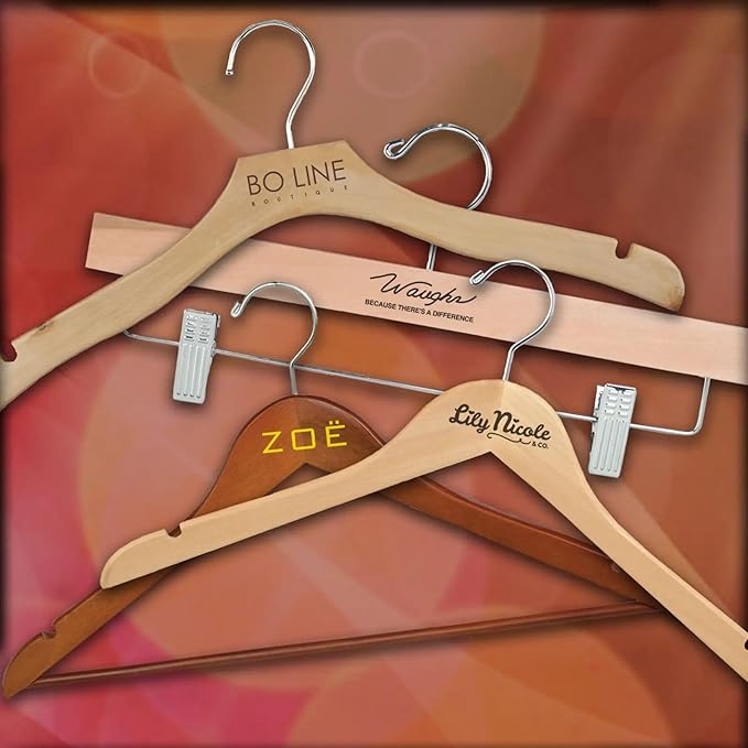 Econoco Commercial Flat Wooden Hangers, 17 Inch with Chrome Hook and Wooden Bar, Durable Clothing Hangers, Pack of 100, Natural