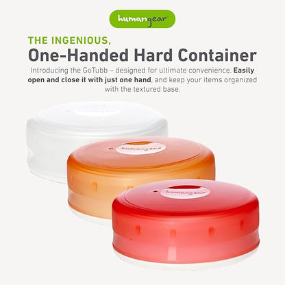 humangear GoTubb – Storage Containers for Snacks, Small Essentials and Travel Gear, Made from Food-Safe Materials, Clear/Orange/Red, Medium (3-pack)