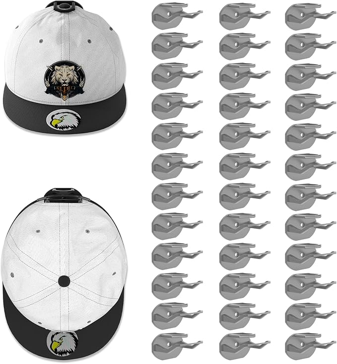 Niunuerga 36 Pack Adhesive Hat Hooks for Wall, Super Strong Hat Rack for Baseball Caps, Hat Organizer Display for Home Decor, Hat Hangers Holder for Wall, Door, Closet, No Drilling (Gray)