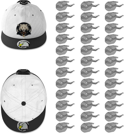 Niunuerga 36 Pack Adhesive Hat Hooks for Wall, Super Strong Hat Rack for Baseball Caps, Hat Organizer Display for Home Decor, Hat Hangers Holder for Wall, Door, Closet, No Drilling (Gray)