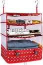 Surblue Hanging Closet Storage Bag Collapsible 3-Shelf Washable Oxford Fabric with 2 Hooks (XL 17.71 * 11.81 * 20in, Snow)