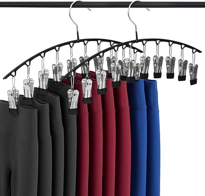 Legging Hangers Space Saving Legging Organizer for Closet with 10 Clips Each, Metal Yoga Pants Hanger Holds 20 Leggings Multi Clip Pants Hangers Space Saving | 2 Pack
