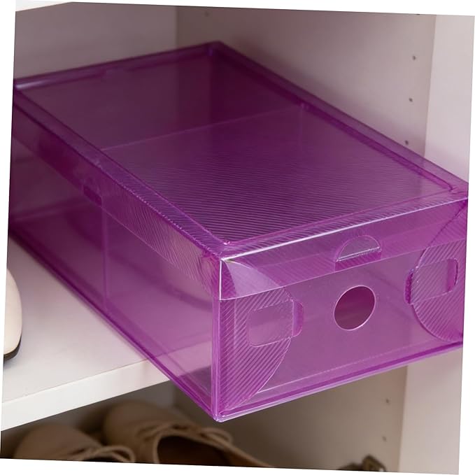 LABRIMP 7 Pcs Foldable Shoe Storage Boxes Set Thickened Pp Plastic Shoe Organizer Containers with Lids for Men Women 27.5×18×9.5cm Multi-color