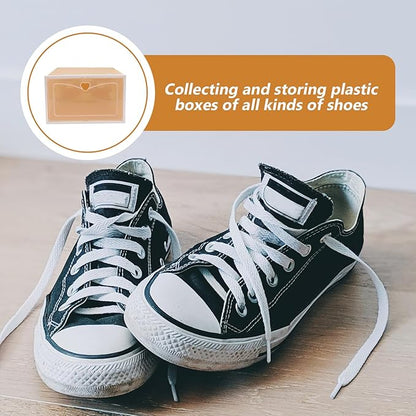 SHINEOFI 2Pcs Thickened Plastic Shoe Storage Boxes Stackable Male Footwear Containers Large Capacity Home Organizer for Sneakers and Boots