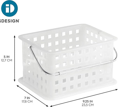iDesign Small Shower Caddy with Handle, Portable Shower Organizer for Dorm or Bathroom, Clear Frost