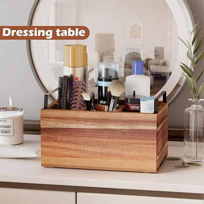 Wooden Silverware Caddy Organizer, Acacia Wooden Silverware Holder, Utensil Holder for Party, Utensil Organizer for Countertop, Wood Color