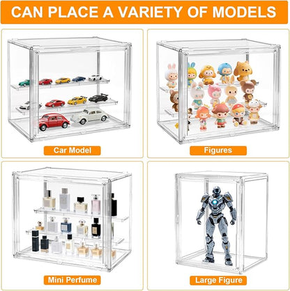 Acrylic Display Case for Collectibles Clear Display Box for Figures with Magnetic Door, Stackable Design, Dustproof, Miniature Display Shelf for Action Figures,Display Box Display Case(1PCS)