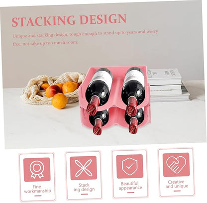 4Pcs Stackable Soda Dispenser Rack Organizer for Fridge Wine Holder and Beverage Storage Space Saving Design for Cans and Bottles Neat Storage Pink