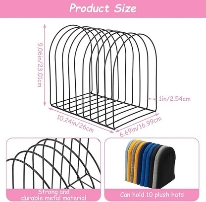 2 Pcs Heavy Duty Metal Beanie Holder Organizer, Knitted Hat Storage Display Rack Stand for Winter Cap, Home Entryway Tabletop Bedroom Closet Dresser Office, Black