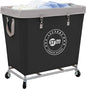 STORAGE MANIAC Commercial Laundry Hamper with Heavy Duty Steel Frame, 320 L Industrial Laundry Basket Cart with Wheels for Hotel, Home, Laundry Room, 31.7''L x 19.3''W x 30.91''H, Large Black