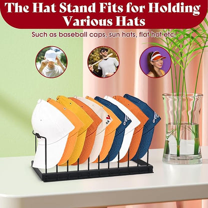 Outamateur Hat Organizer for Baseball Caps,Hat Holder for 10 Baseball Caps,Tabletop Hat Rack Stand,for Bedroom, Closet, Dresser, Office, Store, 2Pack