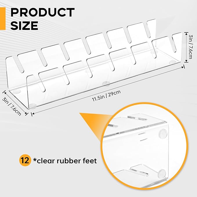 Hat Organizer for Baseball Caps 2PCS No Install Acrylic Hat Storage Organizer Stand for 14 Baseball Caps Hat Racks Holder Display with 12 Rubber Feet for Bedroom, Closet, Dresser,Entrance