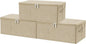 ANMINY 3PCS Storage Bins with Zipper Lids 13 Qt Lidded Fabric Storage Boxes Baskets Cubes with Handles Collapsible Washable Cotton Linen Closet Shelf Clothes Organizer Containers - Beige, Small