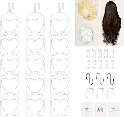 LINFIDITE 15 PCS Baseball Hat Rack Hanger Holder Organizer Multi Hook Wall Mounted Over Door Cap Display Storage Rack Cap Holder, Closet HangingStorage Rack w Hanging Hook White