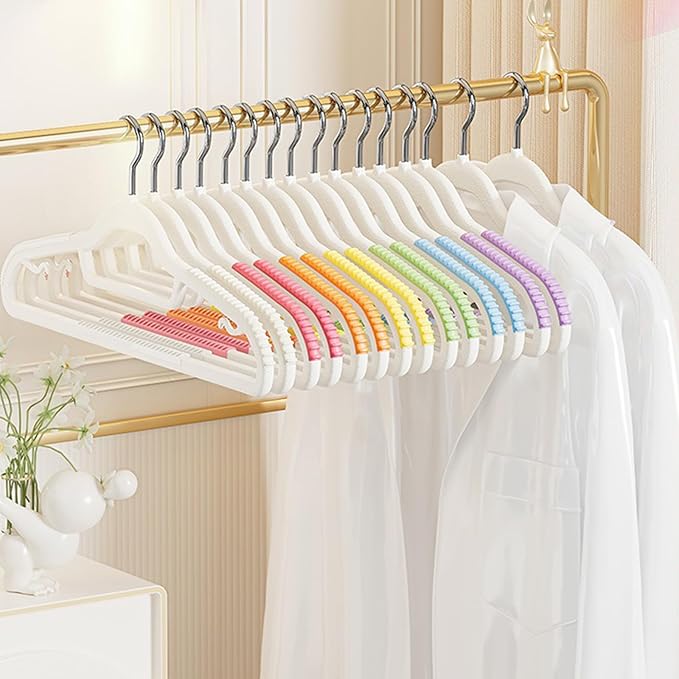 Ergocar Plastic Hanger Rainbow Anti -Slip Non -Traceless Hanger Saves Space Hanger Heavy Colored Hanger Suitable for Shirts, Dress, Gravita Hanger, Durable Versatile Color Clothes Hanger