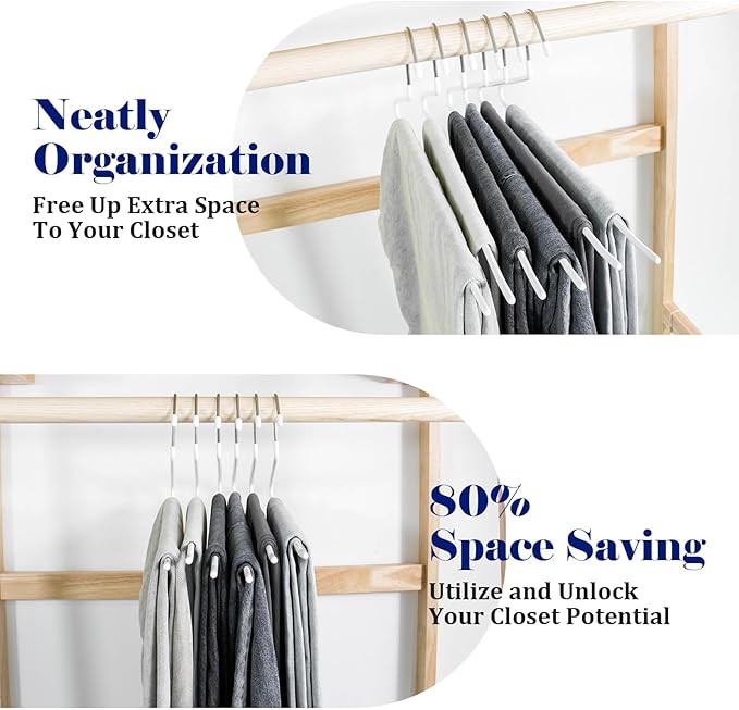 50 Pack Open Ended Pants Hangers with Non Slip Design,Suitable for Trousers,Jeans,Towels for Closet Space Saving,Durable Metal Material with Rubber Coating (White)