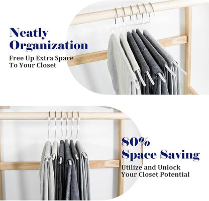 50 Pack Open Ended Pants Hangers with Non Slip Design,Suitable for Trousers,Jeans,Towels for Closet Space Saving,Durable Metal Material with Rubber Coating (White)