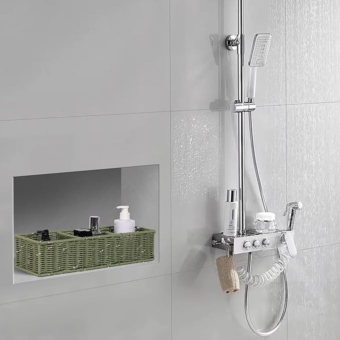Toilet Paper Basket Decor: Sage Green Water-Resistant Organizer - 3-Section Basket Set | Modern Minimalist Storage 2-Pack